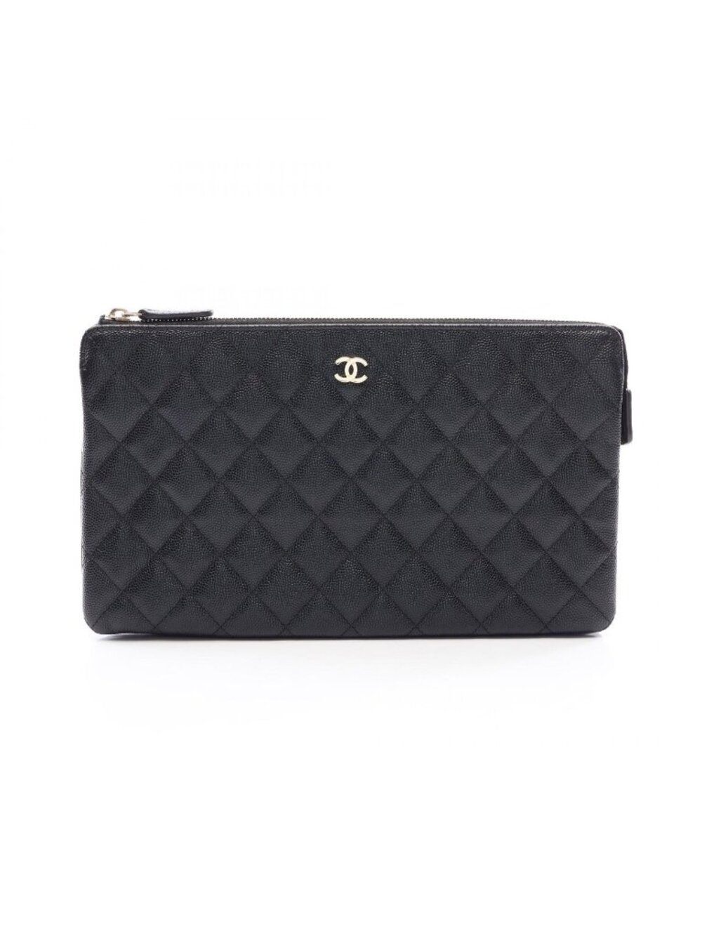 Chanel Clutch Quilted Black Caviar Leather